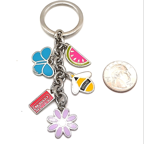 Vintage COACH Rare Spring Daisy Bee Butterfly Keychain Fob Purse Charm #FS5765 - Picture 3 of 4